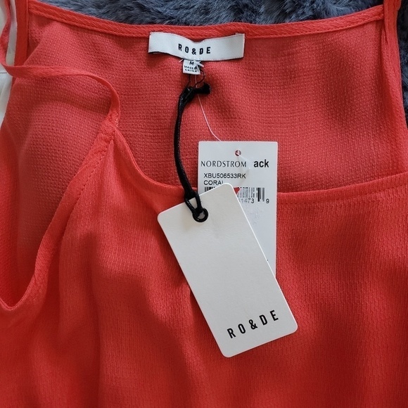 NWT RO & DE coral asymmetric ruffled tank - Picture 5 of 7